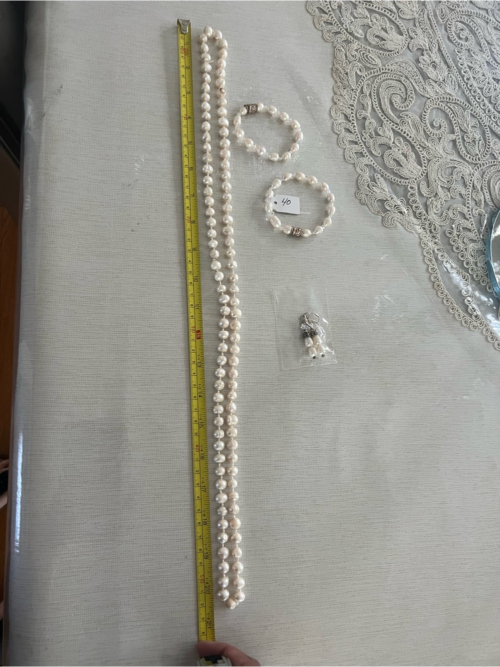 Freshwater Pearl Stretch Bracelet - White Pearls